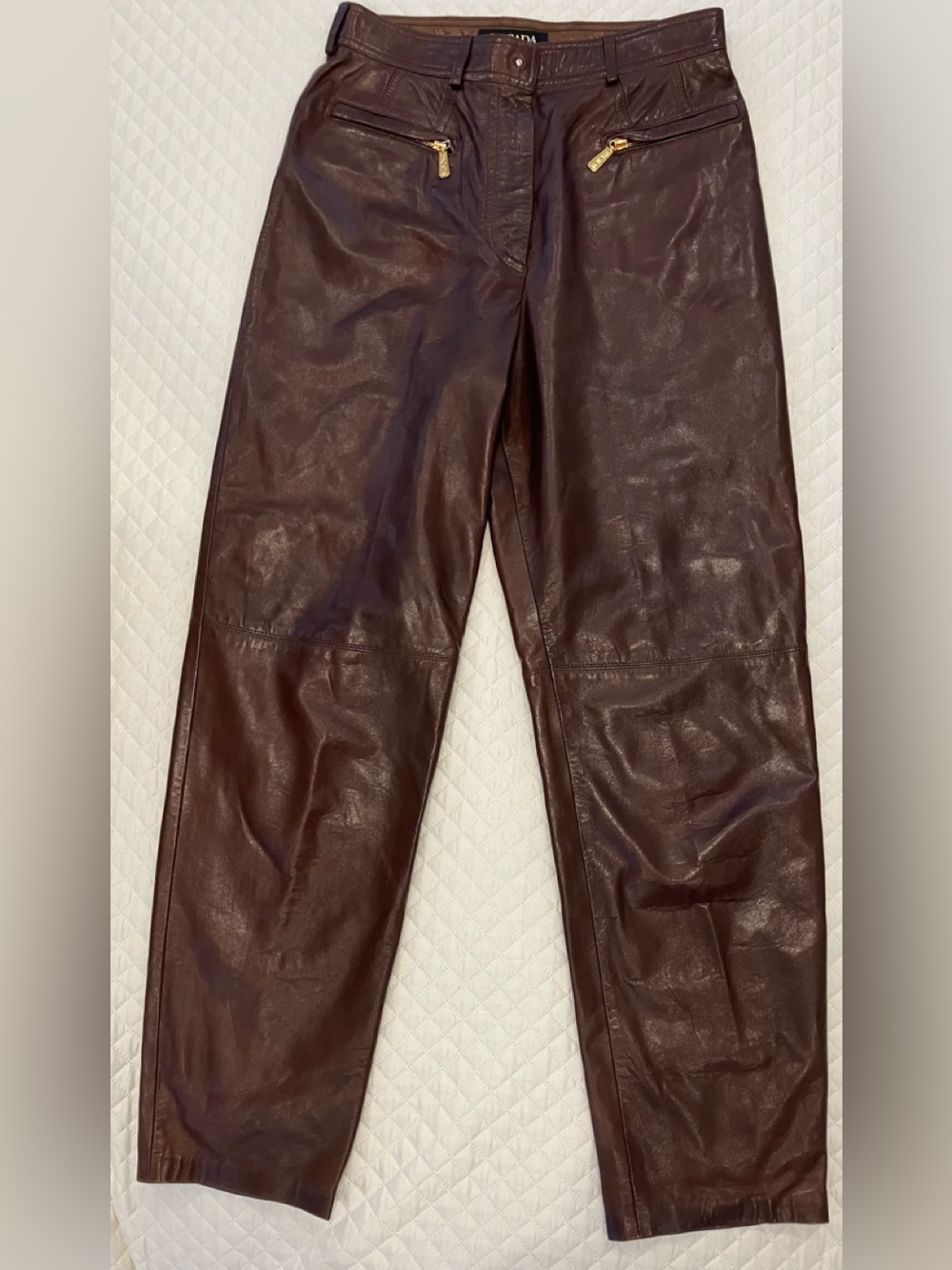 Vintage ESCADA Brown Leather Pants Sz 8